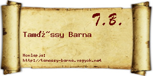 Tamássy Barna névjegykártya