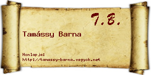 Tamássy Barna névjegykártya