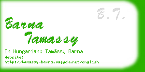 barna tamassy business card